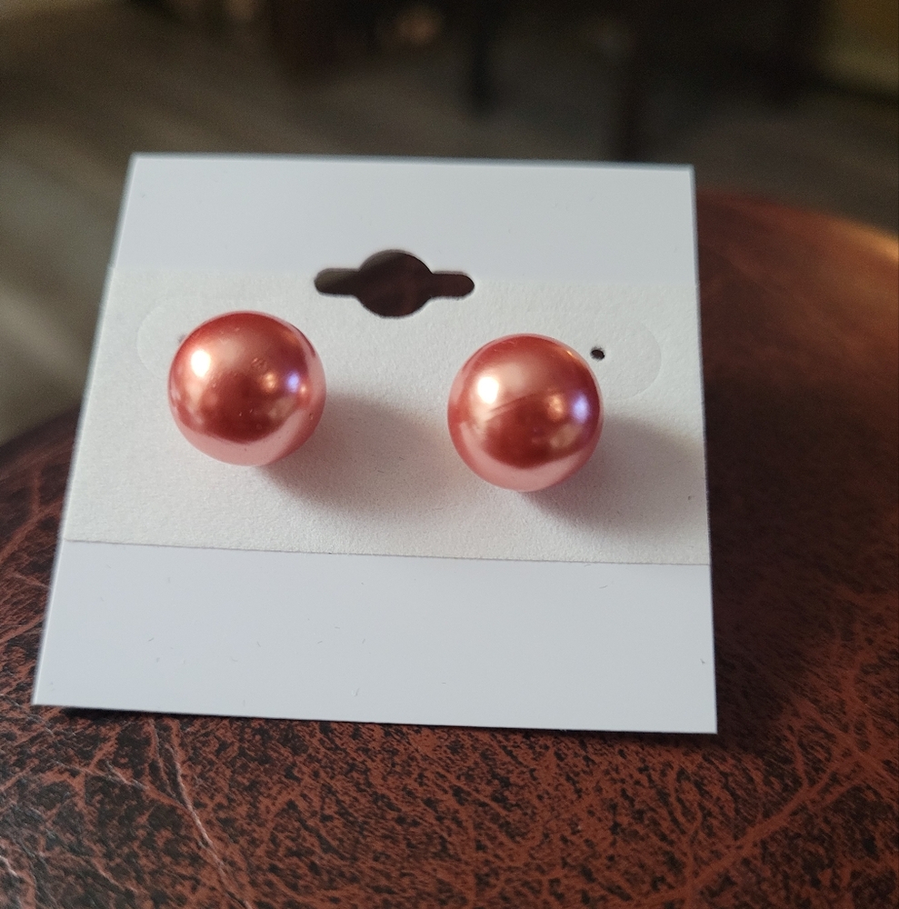 Pink Acrylic Round Earrings